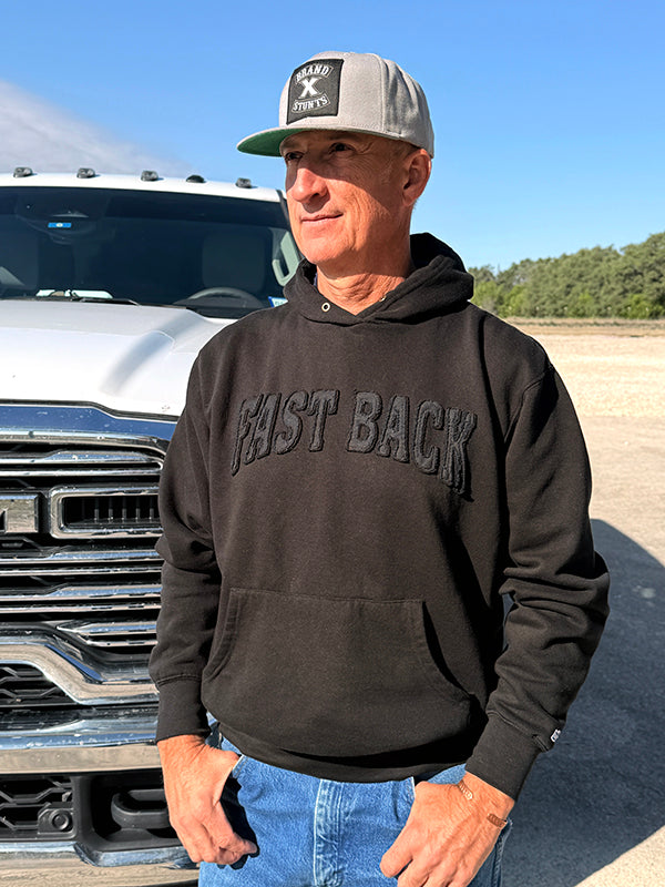 Hoodie - Black on Black Raw Edge