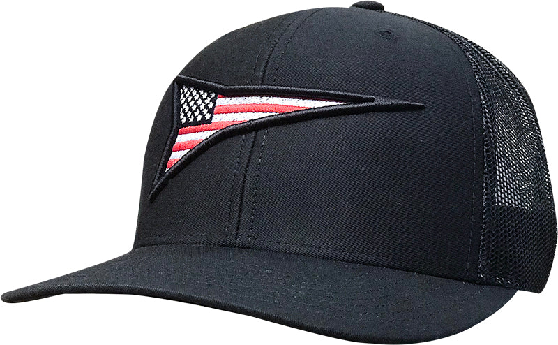 Cap #03REB - Black / Black Mesh / 3D Flag Rocket