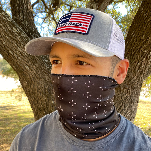 Gaiter Face Mask - Black with Rocket Pattern