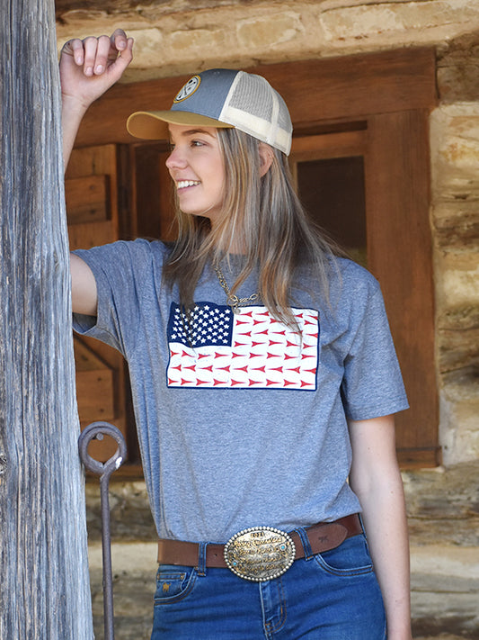 Grey Fast Back American Flag T-Shirt